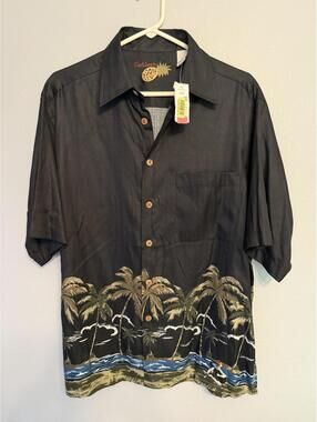 New Caribbean Silk Blend Button Down Shirt Men’s Medium